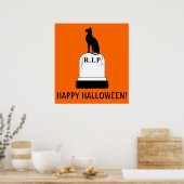 Poster Happy Halloween Chat sur Tombstone R.I.P. (Cuisine)