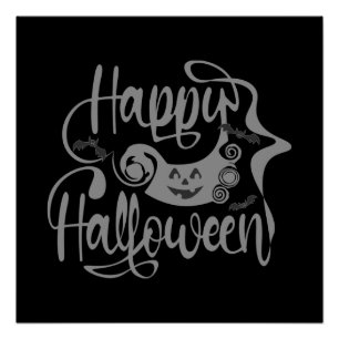 Poster Happy Halloween chauves-souris Jack-o'-lantern