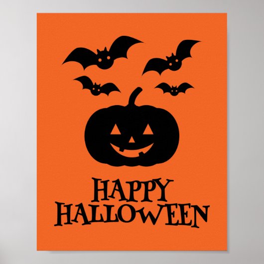 Poster Happy Halloween Citrouille Bat Minimal (Devant)