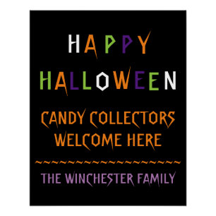 Poster Happy Halloween coloré éffrayant typographie perso