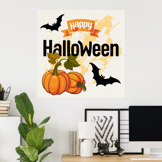 Poster Happy Halloween design (Bureau à domicile)