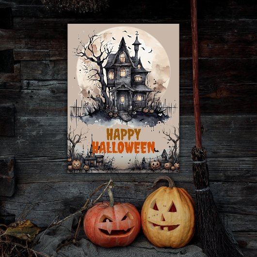 Poster Happy Halloween Eerie Haunted House