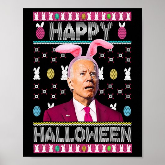 Poster Happy Halloween Fun Bunny Joe Biden Confus Easte (Devant)
