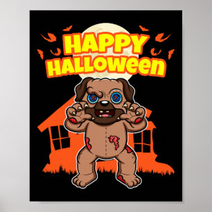 Poster Happy Halloween Funny Scary Hallow's Eve Party Cos
