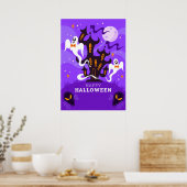 Poster Happy Halloween Maison hantée et fantôme (Cuisine)