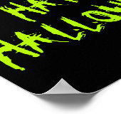 Poster Happy Halloween néon vert noir effrayant typograph (Coin)