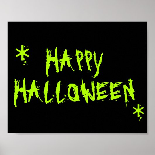 Poster Happy Halloween néon vert noir effrayant typograph (Devant)