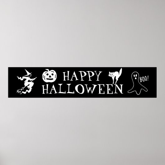 Poster Happy Halloween noir blanc éffrayant (Devant)