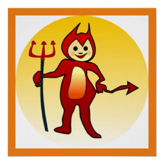 POSTER "HAPPY HALLOWEEN" PETIT DIABLE (Devant)