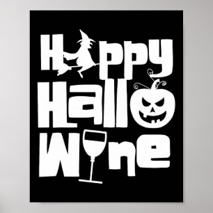 Poster Happy Hallowine Funny Halloween Sorcière de nuit P
