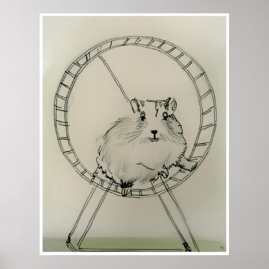 Poster Happy Hamster Drawing - Art Print (Devant)