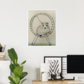 Poster Happy Hamster Drawing - Art Print (Bureau à domicile)