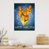 Poster Happy Hanukka Dreidels Imprimer (Cuisine)