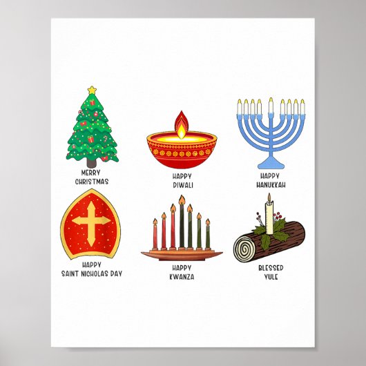 Poster Happy Holidays Around The World Multicultural Cele (Devant)
