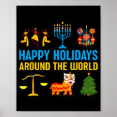 Poster Happy Holidays Around The World Multicultural Matc (Devant)