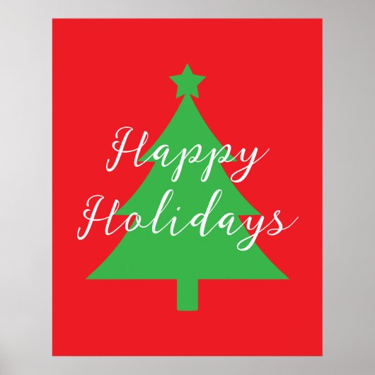 Poster Happy Holidays Bright Red Christmas New Year (Devant)