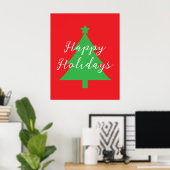 Poster Happy Holidays Bright Red Christmas New Year (Bureau à domicile)