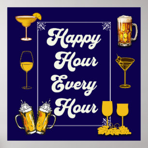 Poster Happy Hour Chaque Heure Pub