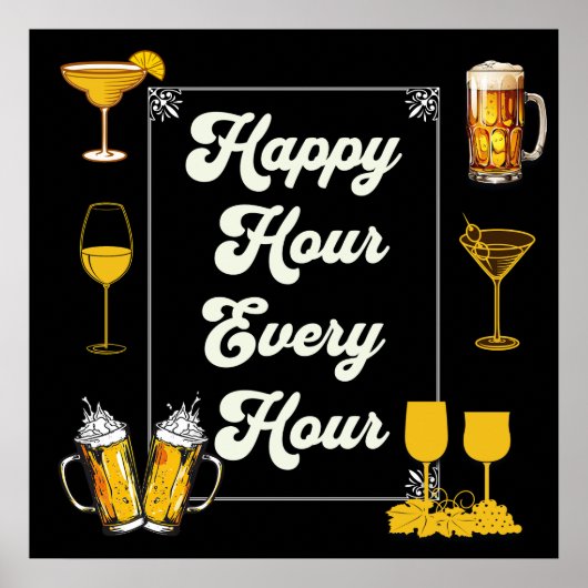 Poster Happy Hour Chaque Heure Pub (Devant)