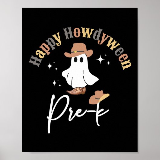 Poster Happy Howdyween Pré-k Ghost Western Enseignant Pre (Devant)