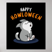 Happy Howloween Funny Chien Pun Dark BG