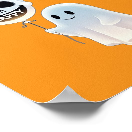 Poster Happy Kawaii Ghost with Skull Balloon (Coin)
