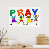 Poster Happy Kids Faith Pray mignon Dessin Expression Tex (Cuisine)