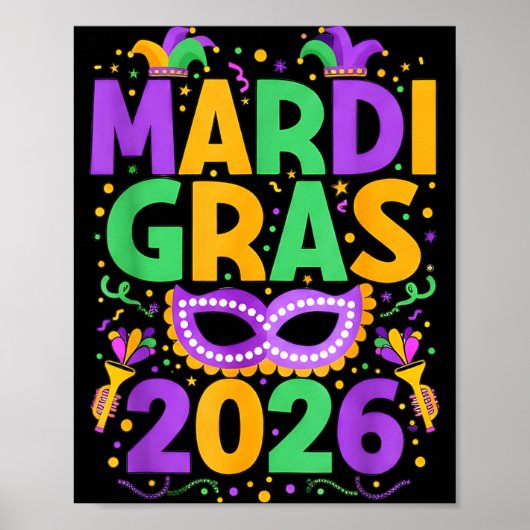 Poster Happy Mardi Gras 2026 Costume New Orleans Matching (Devant)