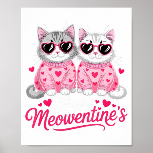 Poster Happy Meowentine’s Cute Romantic Cats Couple Valen (Devant)
