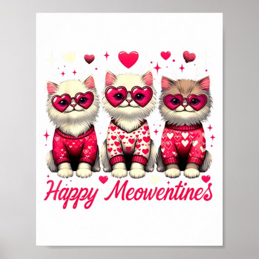 Poster Happy Meowentines Cute Valentine Cats Love Funny C (Devant)