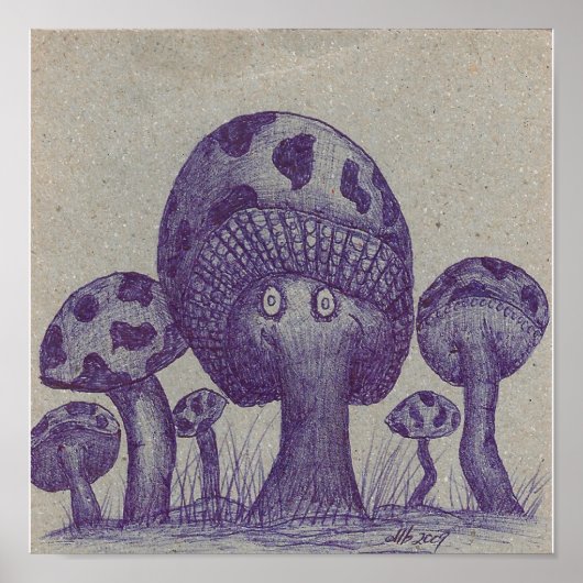 Poster Happy Mushroom Prints (Devant)