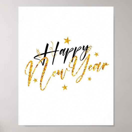 Poster Happy New Year 2022 Design with Glittered Letter (Devant)