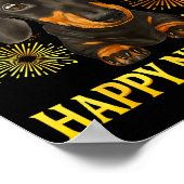 Poster Happy New Year 2026 Dachshund Fireworks New Years  (Coin)