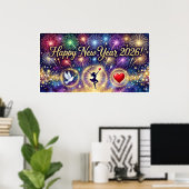 Poster Happy New Year 2026 Decorative artwork fireworks 3 (Bureau à domicile)