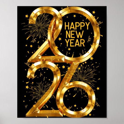 Poster Happy New Year 2026 Fireworks New Year Eve's Nye P (Devant)