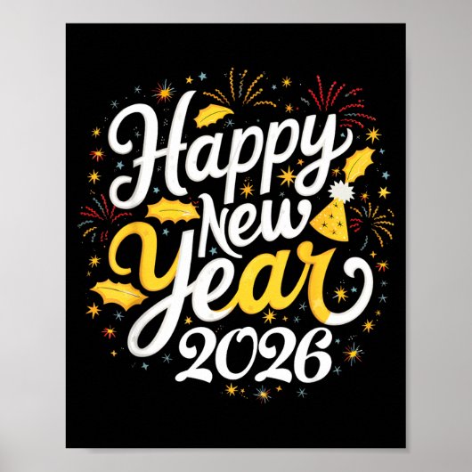 Poster Happy New Year 2026 Fireworks Party Graphic Men Wo (Devant)