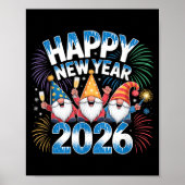 Poster Happy New Year 2026 Gnomes Family Party New Years (Devant)