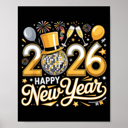 Poster Happy New Year 2026 Gold Party Celebration Gift (Devant)