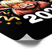 Poster Happy New Year 2026 Highland Cow &amp; Party Hat N (Coin)