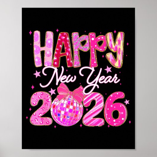 Poster Happy New Year 2026 Preppy New Years Nk Coquette B (Devant)