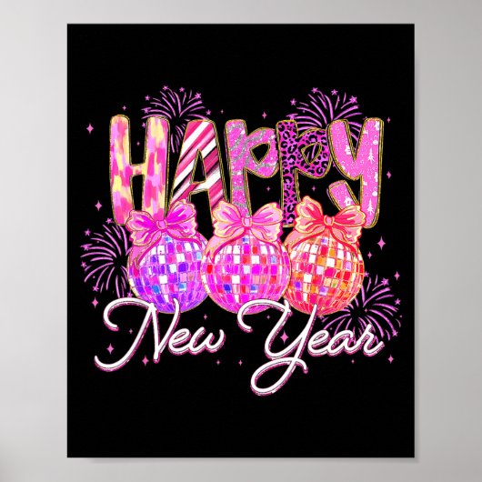 Poster Happy New Year 2026 Preppy New Years Nk Coquette B (Devant)