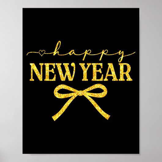 Poster Happy New Year Coquette Bow New Year Party Family  (Devant)