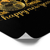 Poster Happy New Year Cute Gold Disco Ball Bow New Year's (Coin)