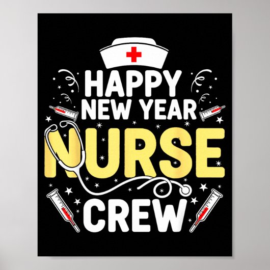 Poster Happy New Year Nurse Shirt, Fireworks Stethoscope  (Devant)