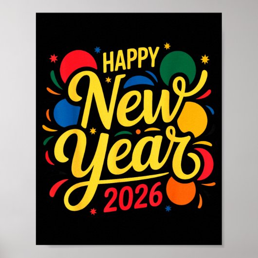 Poster Happy New Year Party 2026 Ballon Family Matching M (Devant)