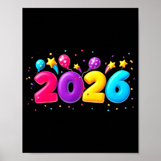 Poster Happy New Year Party 2026 Ballon Family Matching M (Devant)