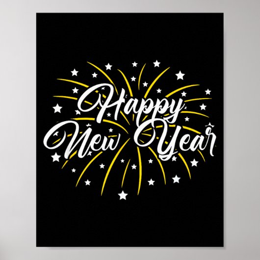 Poster Happy New Year Tee Uni-kids Black Small (Devant)