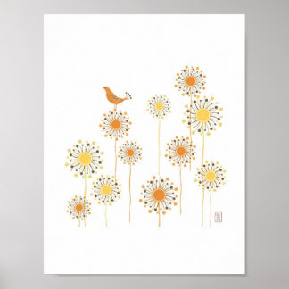 Poster Happy Orange Bird 7x7 Imprimer