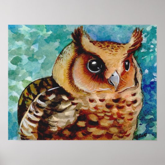 Poster Happy Owl Aquarelle Print (Devant)