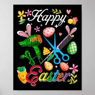 Poster Happy Pâques Bunny Hair Styliste Outils Job Team H